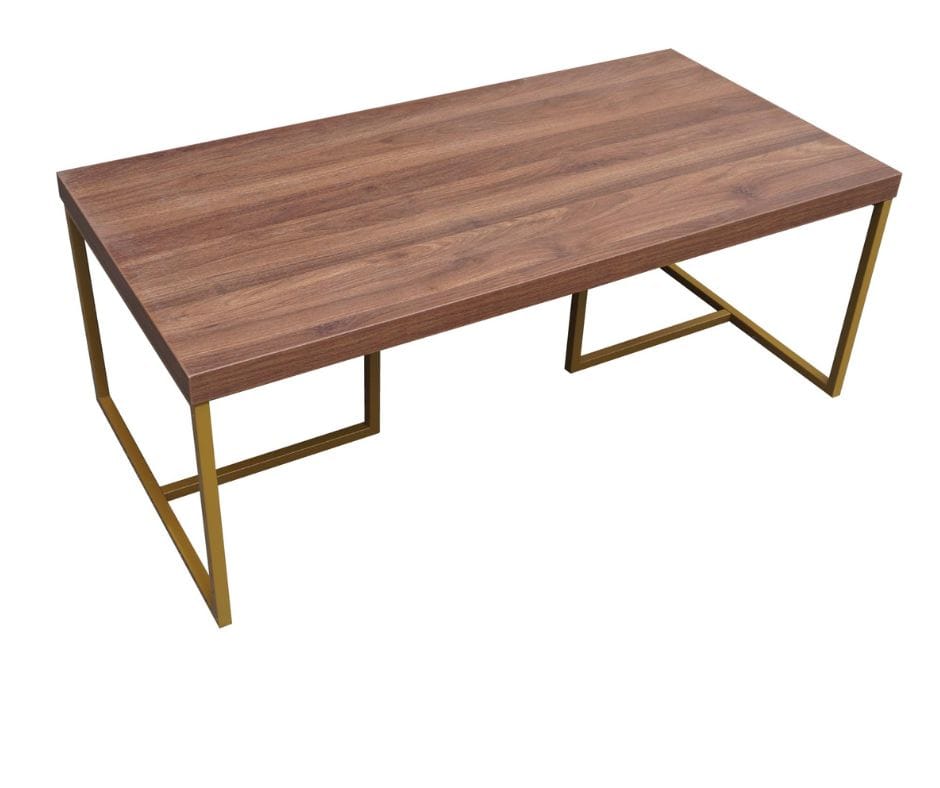 Shaan Coffee Table - Walnut and Gold Finish