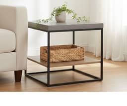 Simon End Table - Cement and Dark Oak Finish