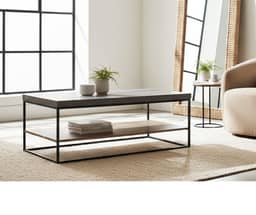 Simon Coffee Table - Cement and Dark Oak Finish