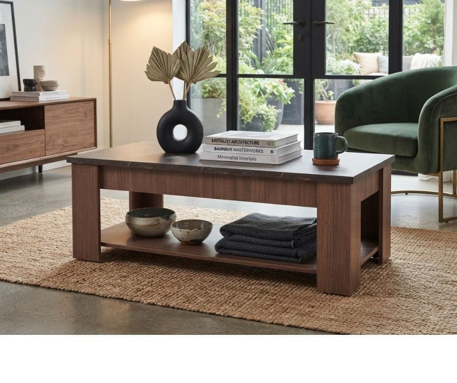 Adam Coffee Table - Grey and Walnut Finish