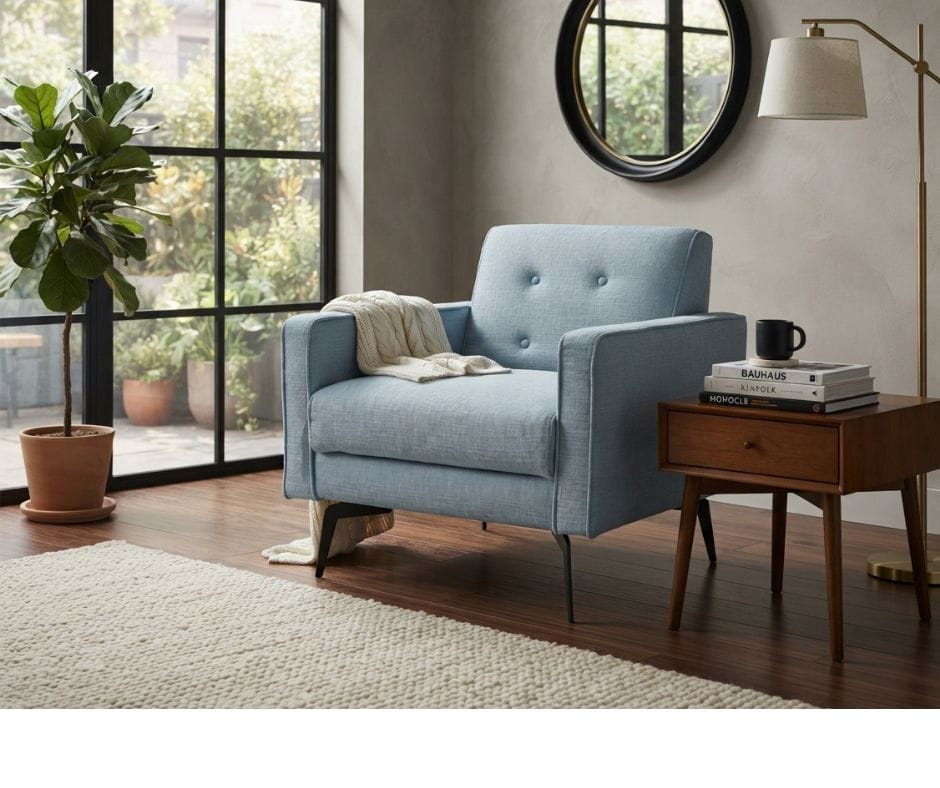 Charlie Chair Bed with Ottoman - Blue