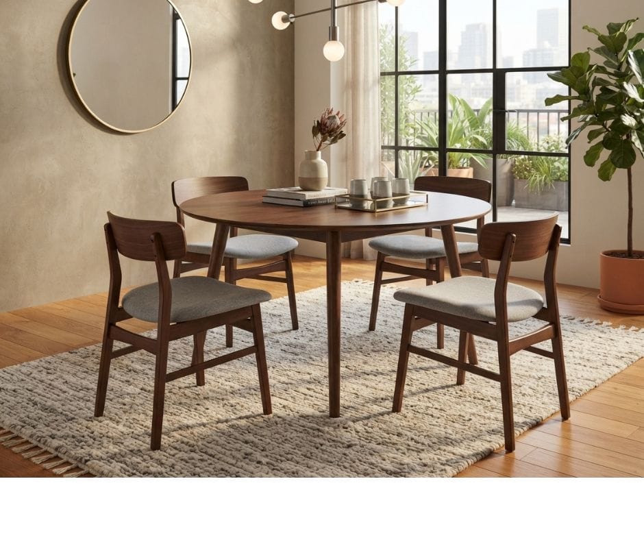 Junny Dinning Chair RW Set of 2 - Light Grey and Walnut Finish