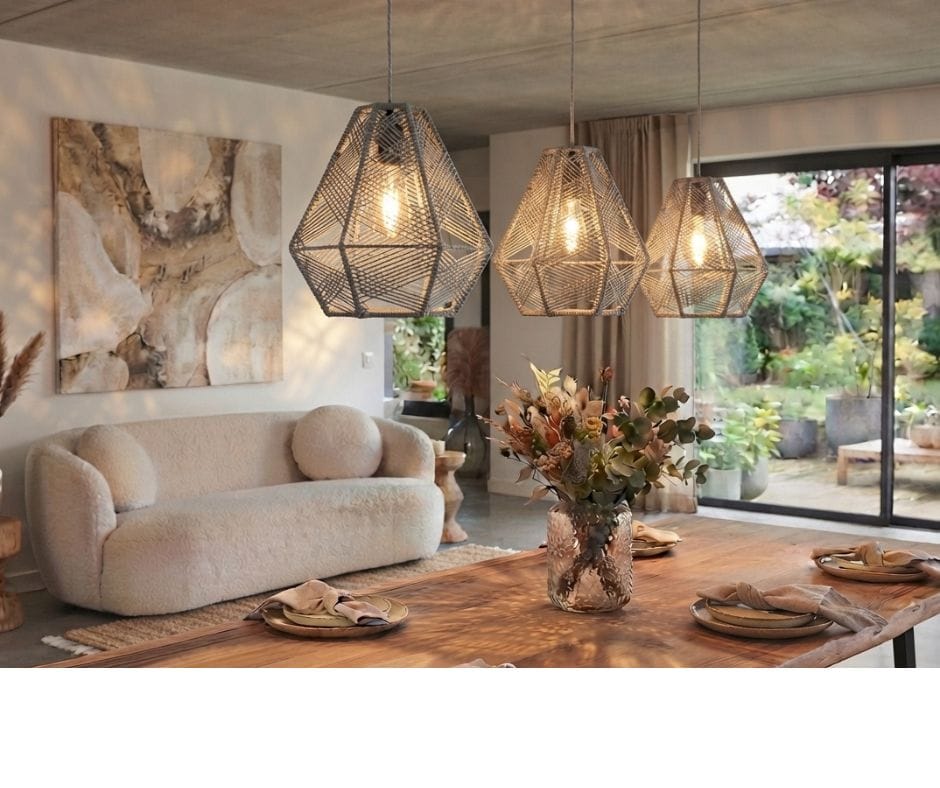 Siv Pendant Lamp - Natural Rattan with Grey Finish
