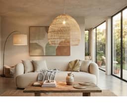 Dome Pendant Lamp - Natural Rattan Finish