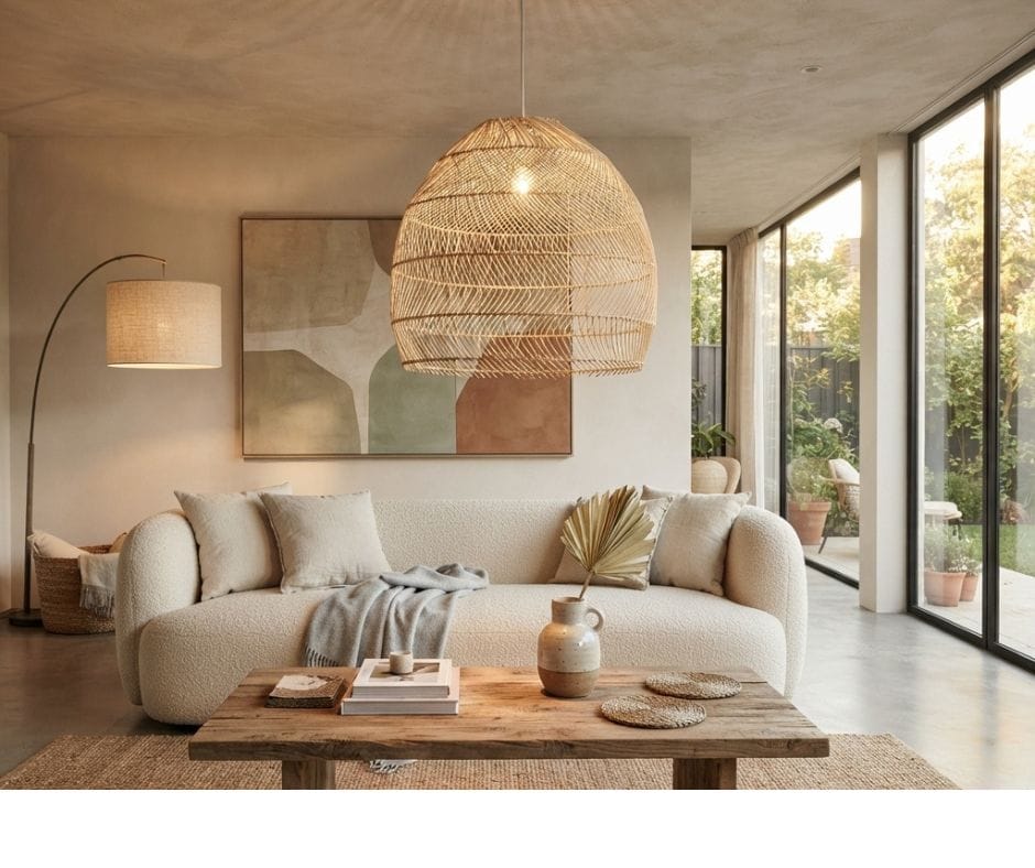 Dome Pendant Lamp - Natural Rattan Finish