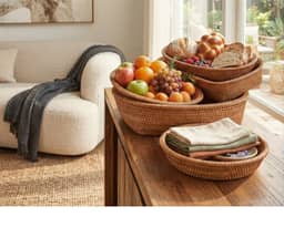 Kelly Fruit Basket Set of 3 (Natural Rattan)