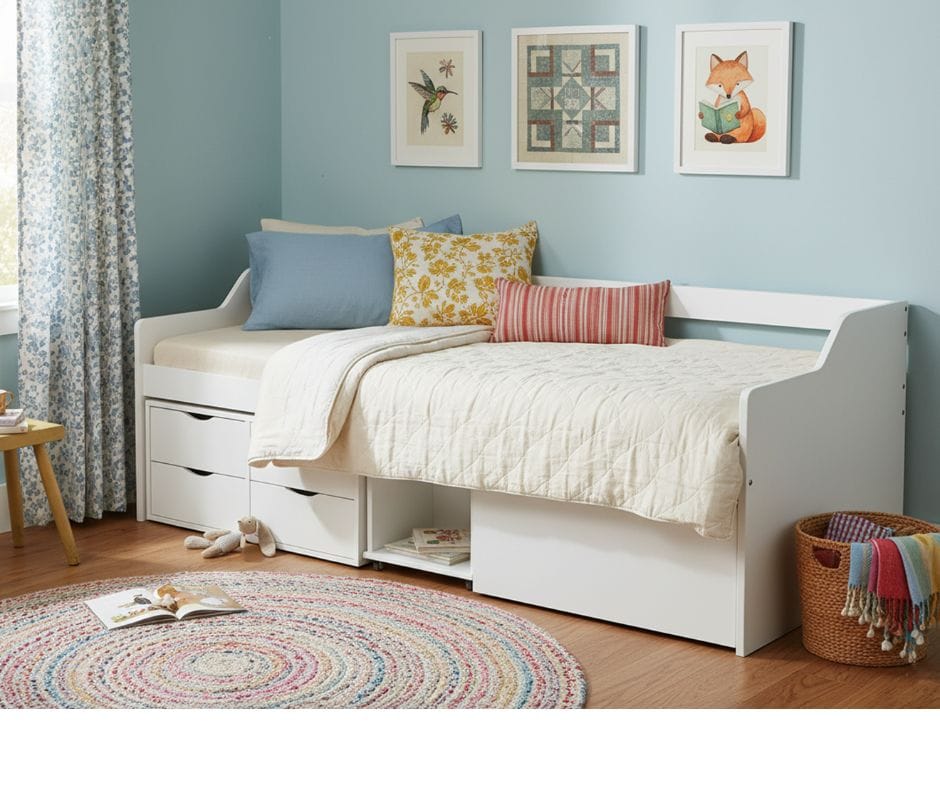 Glebe Day Bed with Drawers - White