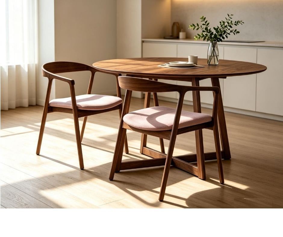Maya Dining Chair Set of 2 - Walnut with Pink Fabric Finish