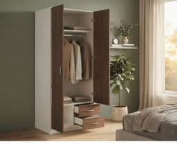 Zetland 2-D Wardrobe - Walnut and White Finish