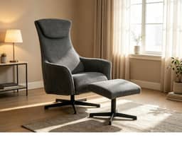 Miami Armchair with Footstool - Grey
