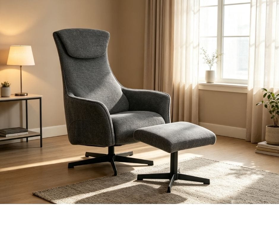 Miami Armchair with Footstool - Grey