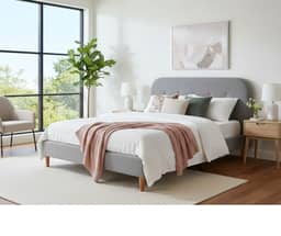 Venus Boucle Bed Double - Light Grey