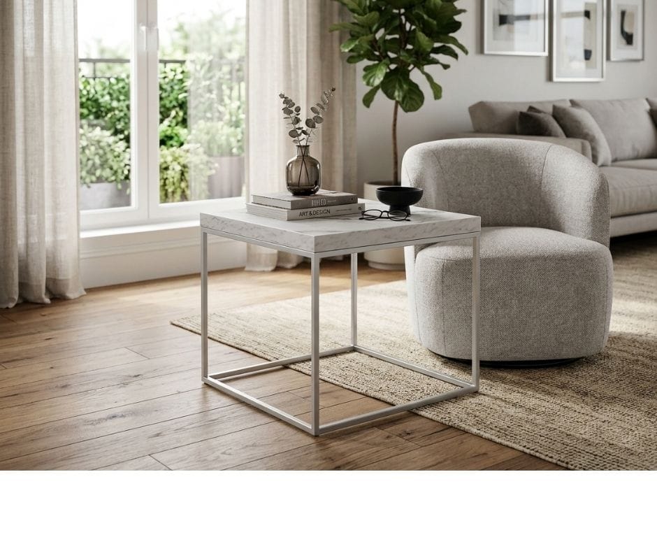 Cathy End Table -Marble White