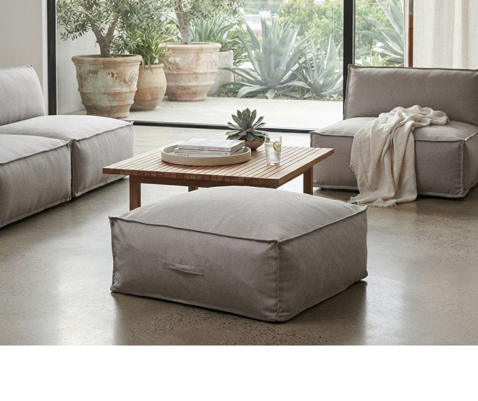 Noosa Outdoor Lounge -Ottoman - Light Taupe