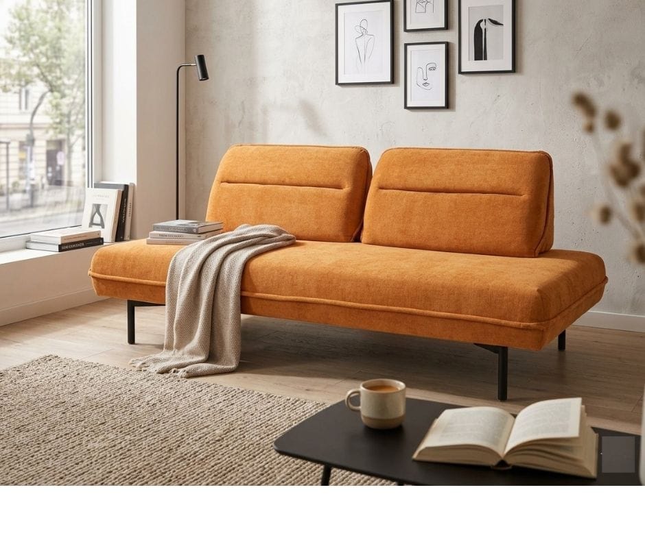 Adam Sectional Sofa with Removable Backrest - Orange