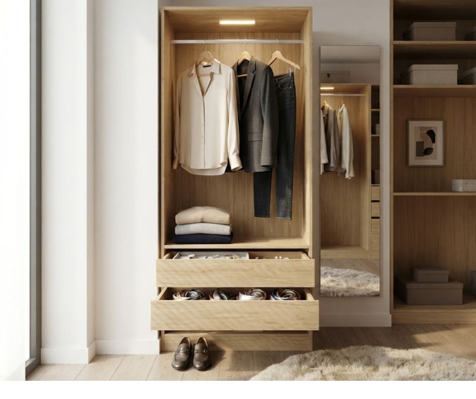 Botany Hanging Wardrobe With Drawers 800 - Oak