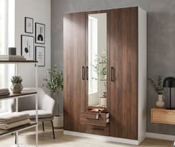Zetland 3-D Wardrobe - Walnut and White