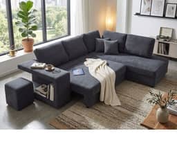 Melton 5 Seater Lounge Sofa Bed - Charcoal Grey