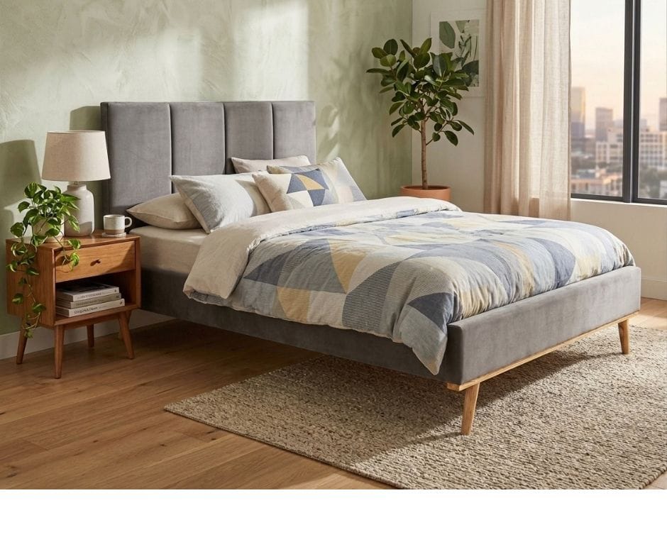 Matthew Plush Velvet Fabric Bed King Single - Dark Grey