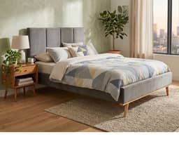 Matthew Plush Velvet Fabric Bed King Single - Dark Grey
