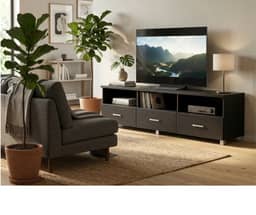 Redfern Tech TV Unit 3 Drawers Entertainment Unit - Black