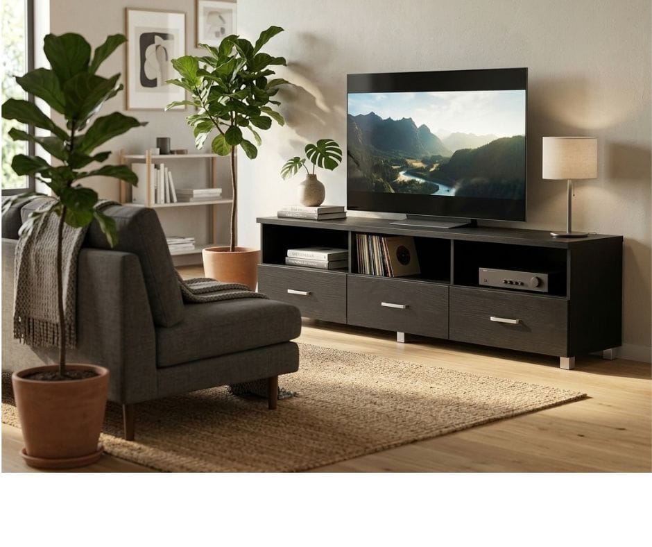 Redfern Tech TV Unit 3 Drawers Entertainment Unit - Black