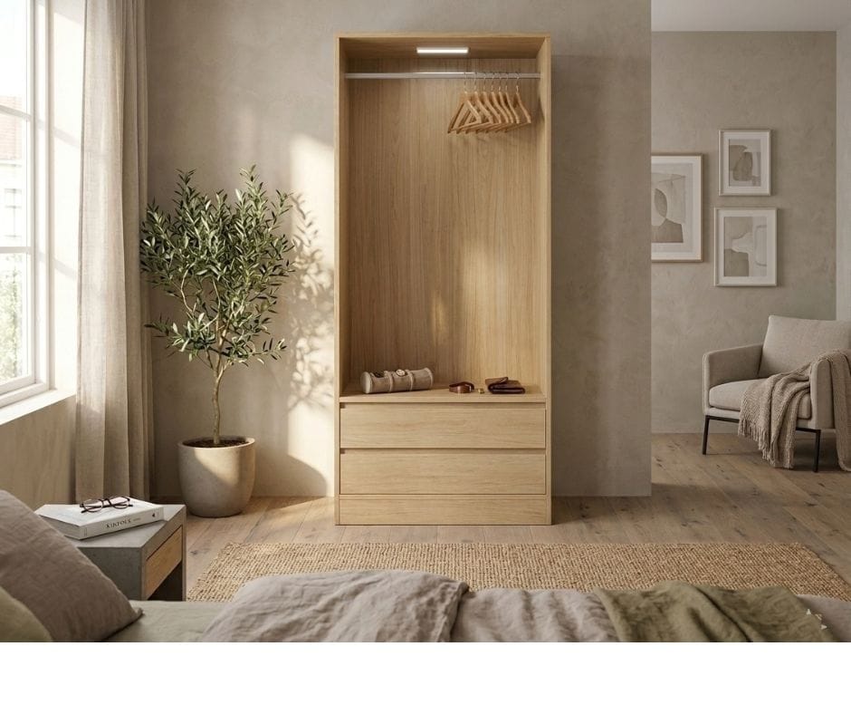 Botany Hanging Wardrobe With Drawers 800 - Oak