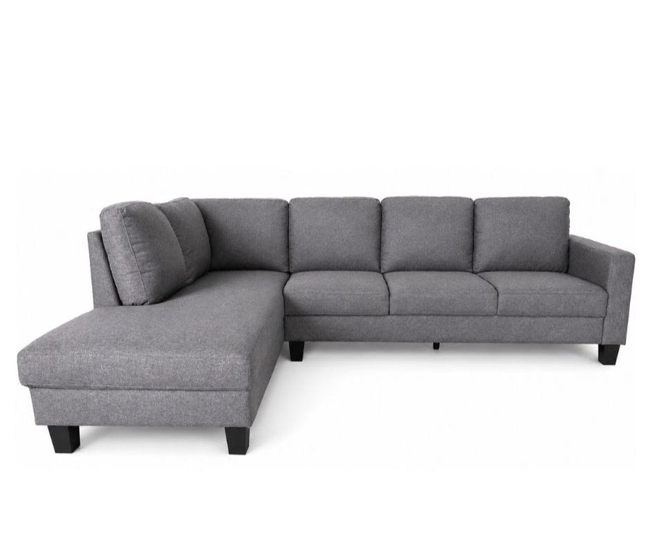 Evelyn 5 Seater Sofa (L-Shape, Chaise on left) - Dark Grey