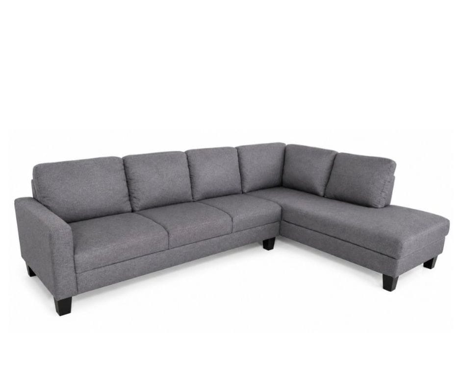 Evelyn 5 Seater Sofa (L-Shape, Chaise on right) - Dark Grey