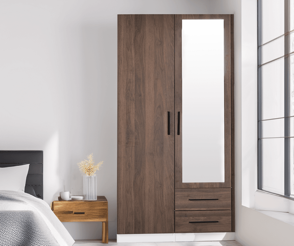 Zetland 2-D Wardrobe - Walnut and White Finish