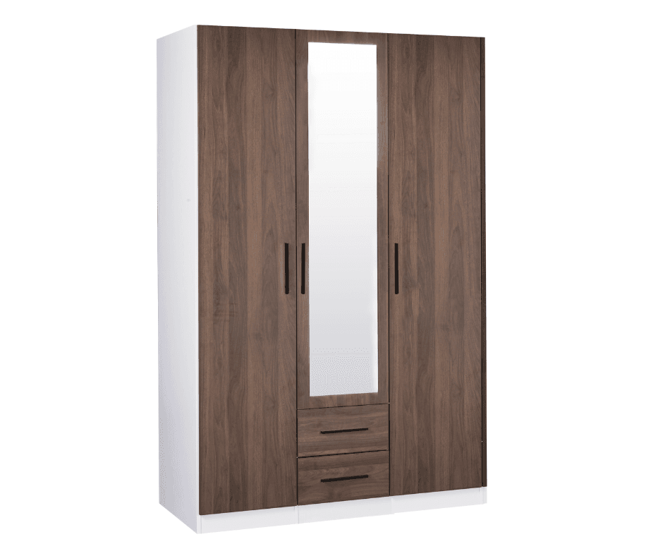 Zetland 3-D Wardrobe - Walnut Door and White body