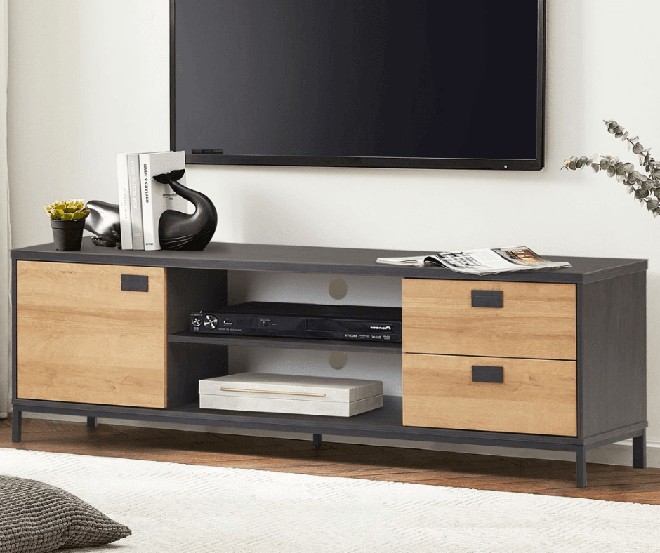 Charlie TV Unit - Dark Oak and Black Oak Finish