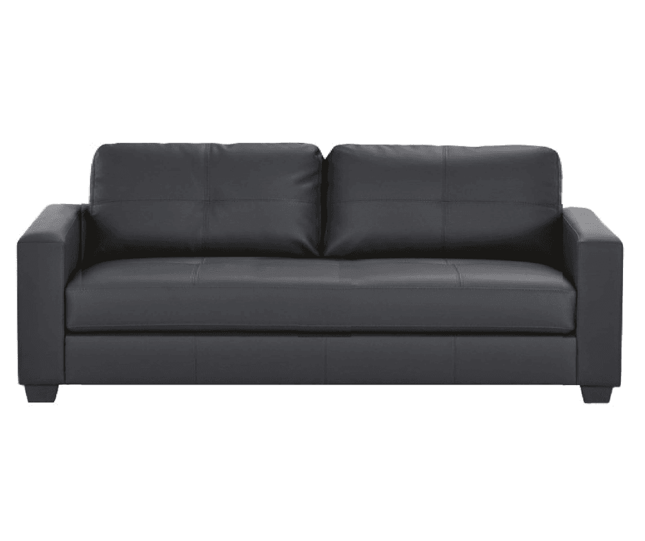 HEQS 3 Seater Pu Leather Sofa - Black