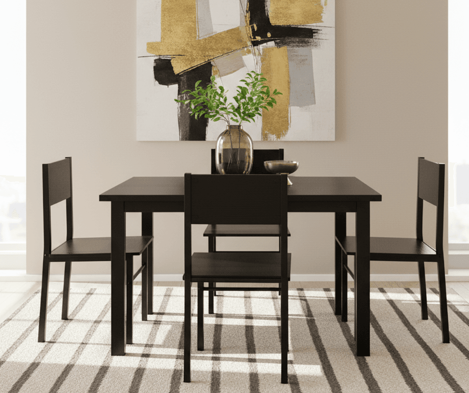 HEQS Leichhardt - 4 Seats Dining Set Black