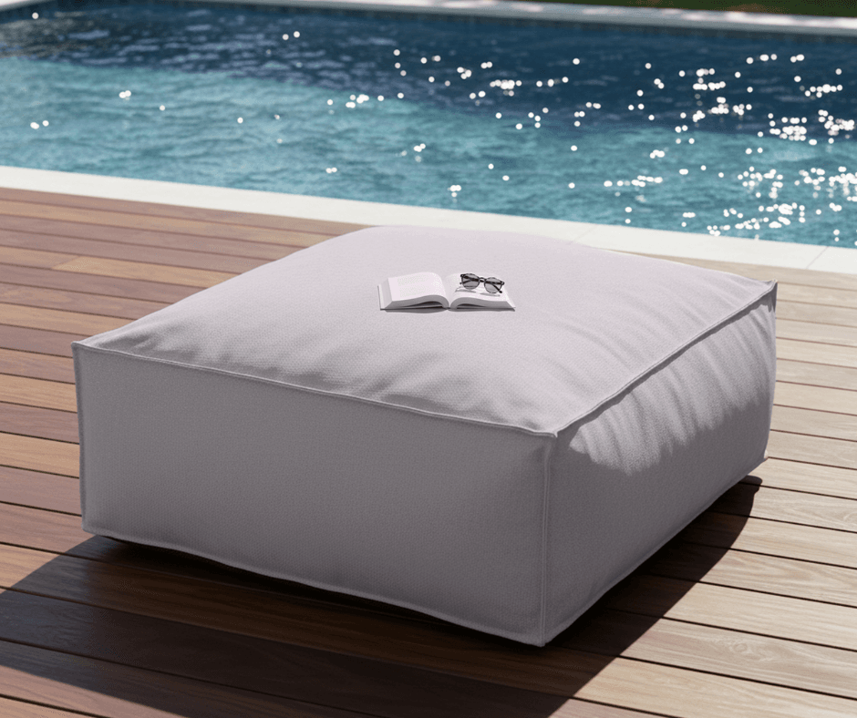 Noosa Outdoor Lounge -Ottoman - Light Taupe