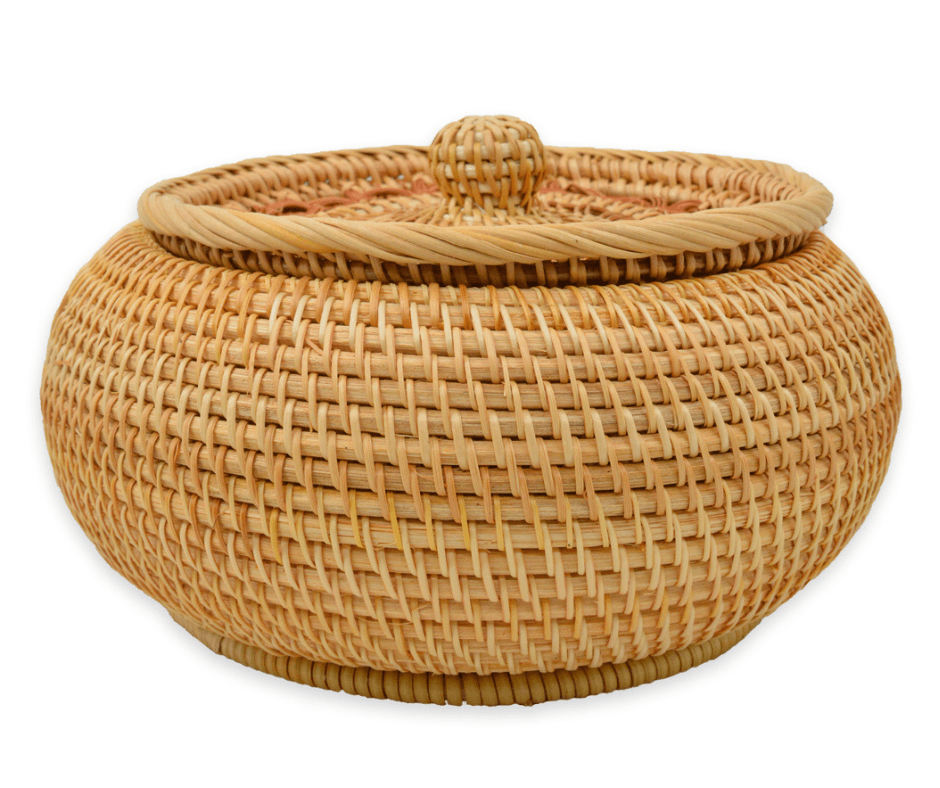 Kelly Storage Basket with Lid - Natural Rattan