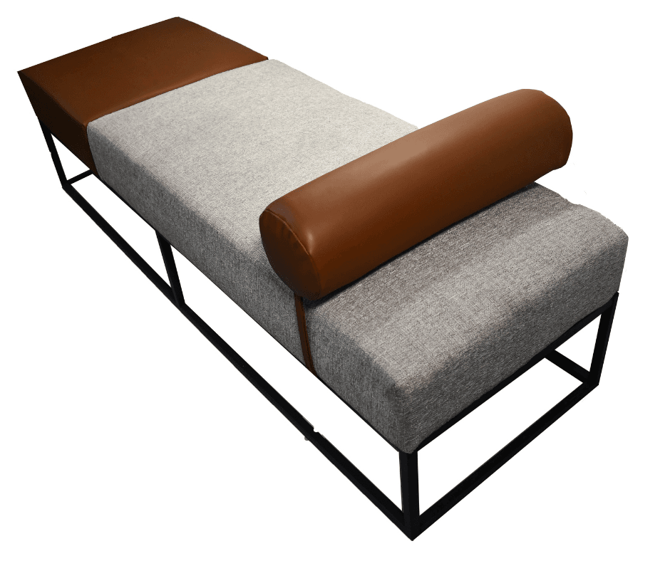 Anna Bench - Faux Leather; Fabric & Metal
