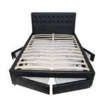 Picture of JULIE PU LEATHER DOUBLE BED WITH DRAWERS - BLACK