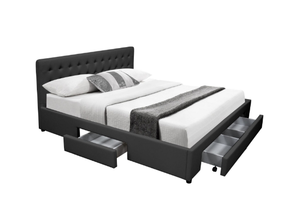 Picture of Julie PU Leather Queen Bed with Drawers - Black