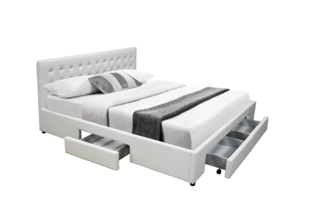 Picture of Julie PU Leather Queen Bed with Drawers - White
