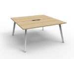 Picture of Eternity 2 Person Double Sided Workstation - 1200mm Natural Oak/White