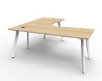 Picture of Eternity 1 Person Single Sided Corner Workstation - 1800mm Natural Oak/White