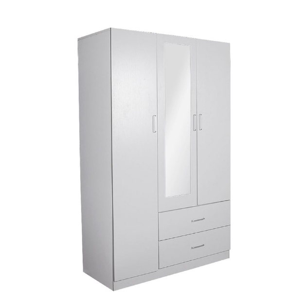 Picture of Redfern 3 Door 2 Drawer Wardrobe with Mirror - White