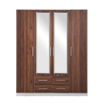 Picture of Zetland Wardrobe 4 Door 4 Drawer with Mirror - Walnut