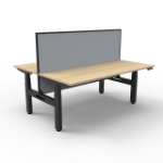Picture of Boost Plus Back to Back Workstation With Screen Black Base/Natural Oak Top 