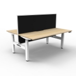 Picture of Boost Plus Back to Back Workstation with Screen White Base/Natural Oak Top 