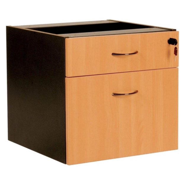 Picture of Fixed Under Desk Pedestal - 1 Personal Drawer + 1 File Drawer Beech - 447 D x 465 W x 454 H mm