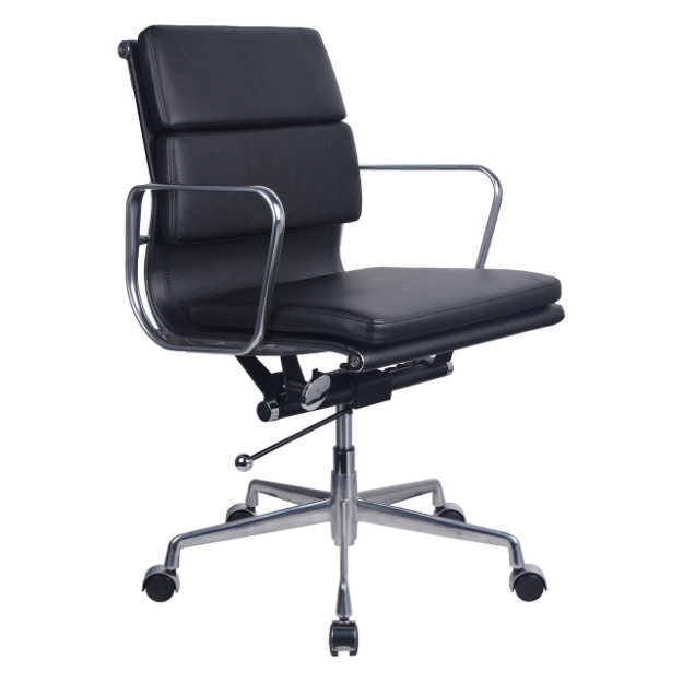 Picture of Medium Back Meeting/Executive Chair - Injected Foam PU Leather Finish - Fixed Chrome Loop Arms