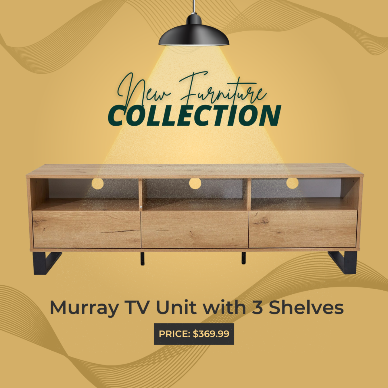 It is Simple and Stylish Design with Murray TV Unit with 3 Shelves