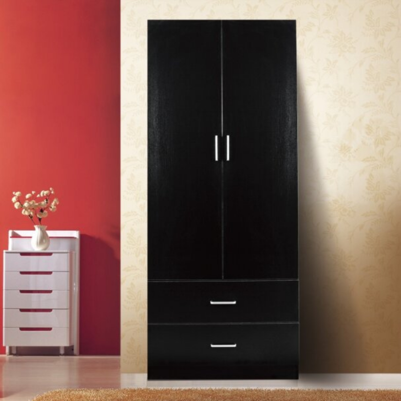 Simple and sleek, the HEQS Redfern 2 Door Wardrobe will bring handy storage and functionality to your home